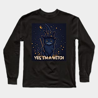 Halloween Witch Cat Long Sleeve T-Shirt